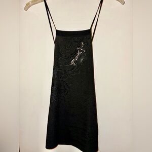 Express Black Fancy Floral Cami Halter Top Sz M